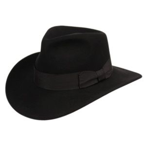 Unisex Black Wool Indiana Jones Fedora Hat